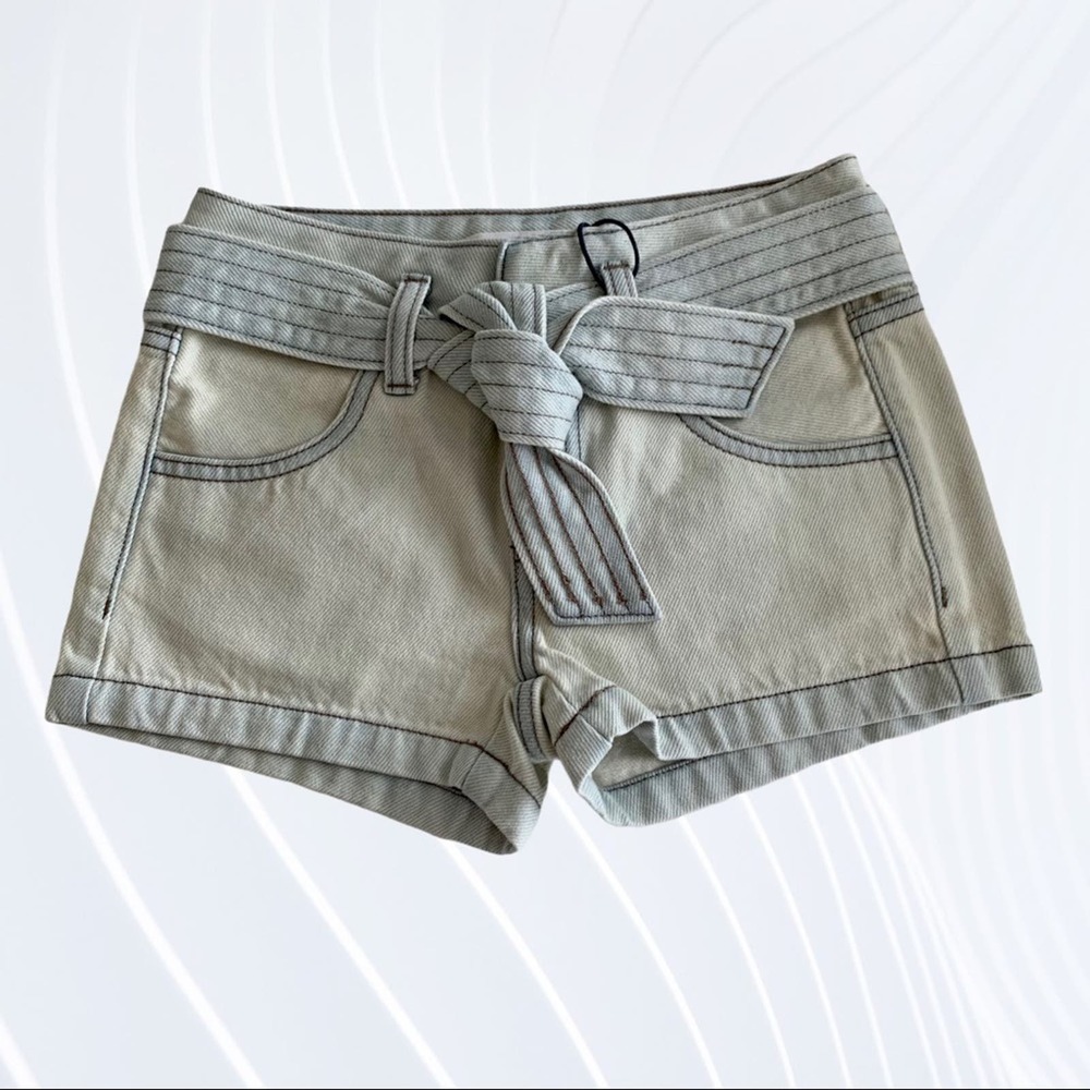 Epic Denim Light Wash Tie Waist Stone Washed Shorts Size XS